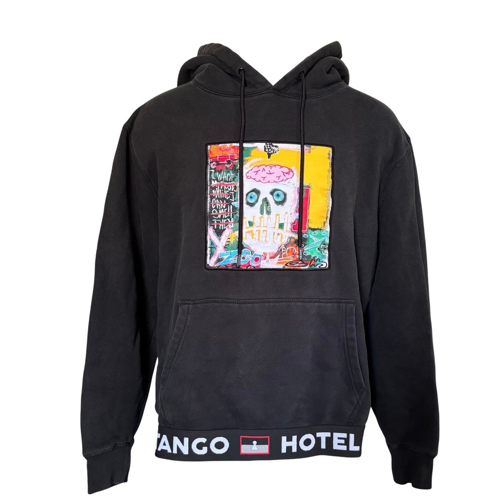 Tango Hotel Premium Skull Hoodie Men's Size Small Black Streetwear
